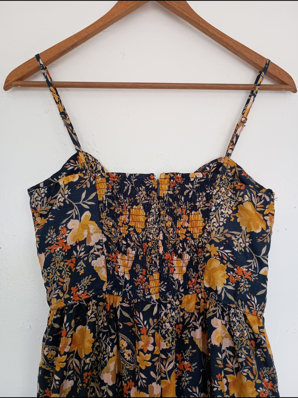 Floral Spaghetti-Strap Maxi Dress in Mustard and Black - Picture 7 of 13